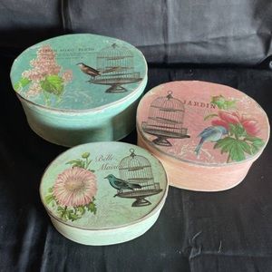 3 piece oval nesting boxes - songbird in victorian style